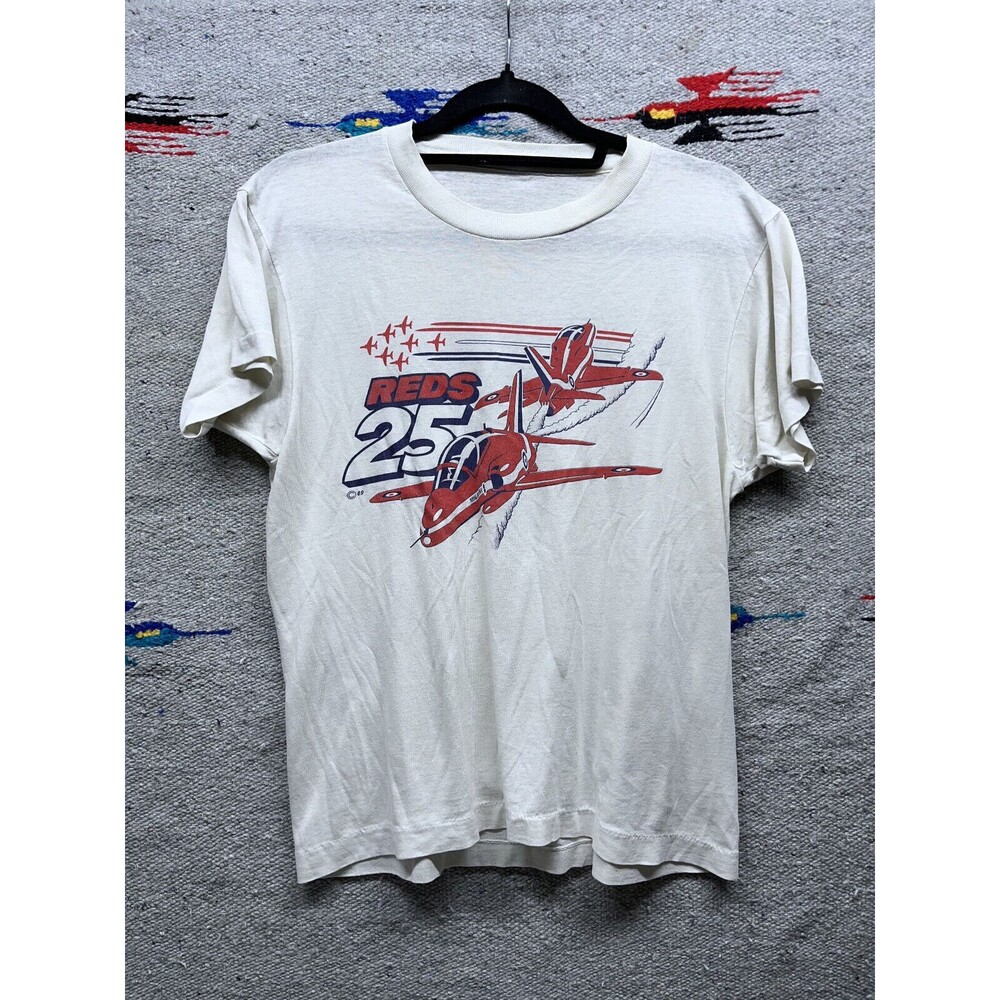 Vintage 80s single stitch 25 reds flying fighter pilots t shirt medium
